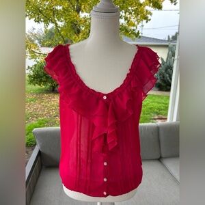 Gilly Hicks Vibrant Pink Ruffle Blouse